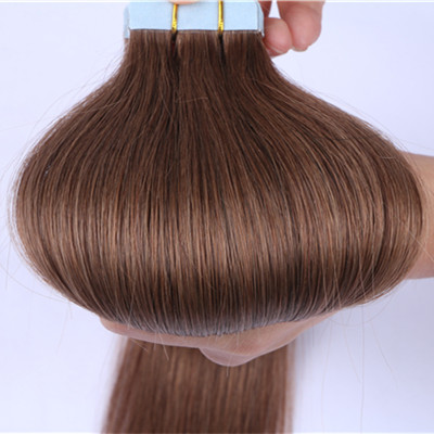 Invisible double sided tape in hair extensions dark brown 6# remy tape in  hair wholesale 16